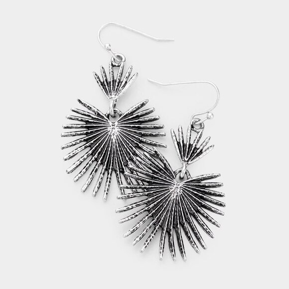NEW Silver Metal Sunburst Earrings - Picture 1 of 7